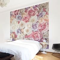 Bilderwelten Fototapete Rosen - Pastell Paper Art Rosen - Vliestapete Quadrat Größe HxB: 288cm x 288cm