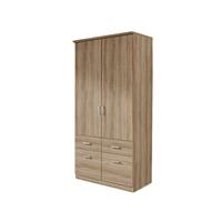 kindermoebel-24shop Kleiderschrank Dilan 2-trg + 4 Schubladen grau B 91 cm - H 199 cm - T 56 cm