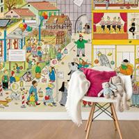 K&L WALL ART Wimmelbild Tapete Wimmel Fototapete Kindergarten im Herbst 384x260 cm