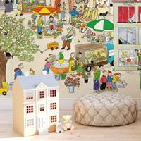 K&L WALL ART Wimmelbild Tapete Wimmel Fototapete Markt im Frühling 384x260 cm