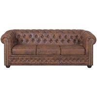 KÜCHEN PREISBOMBE Edles Chesterfield Sofa 3 Sitzer in Mikrofaser Vintage braun Couch Polstersofa
