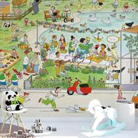 K&L WALL ART Wimmelbild Tapete Wimmel Fototapete Park im Sommer 384x260 cm