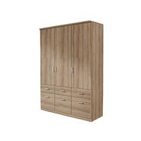 kindermoebel-24shop Kleiderschrank Dilan 3-trg + 6 Schubladen (3 kleine + 3 große) braun B 136 cm - H 199 cm - T 56 cm