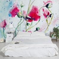 Bilderwelten Fototapete Blumen - Painted Poppies - Vliestapete Breit Größe HxB: 225cm x 336cm