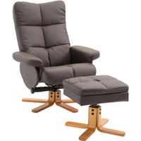 HOMCOM Relaxsessel Fernsehsessel 360° drehbarer Sessel mit Hocker Liegefunktion Holzgestell Braun 80 x 86 x 99cm - braun