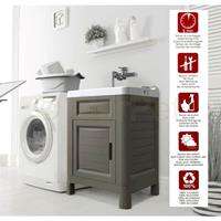 BAMA S.P.A Waschtisch Set Waschbecken mit Unterschrank Abdeckung Keller Garage Waschraum