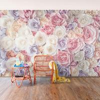 Bilderwelten Fototapete Rosen - Pastell Paper Art Rosen - Vliestapete Breit Größe HxB: 255cm x 384cm
