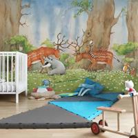 Bilderwelten Wassili Waschbär - Kindertapete - Wassili hilft den Hirschen - Vlies Fototapete Breit - Arena Verlag Größe HxB: 255cm x 384cm
