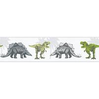 A.S. CREATIONS Dinosaurier-Tapete Tapete Kinderzimmer Grau Grün Weiß Tapetenbordüre Grau Grün Weiß 358361 35836-1 - Grau, Grün, Weiß