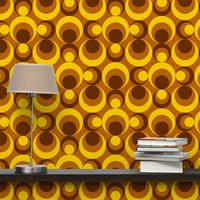 Bilderwelten Retrotapete - 70er Jahre Tapete Kreisdesign - Vlies Breit Größe HxB: 255cm x 384cm