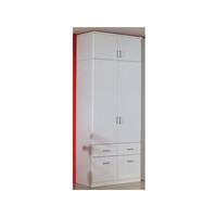 kindermoebel-24shop Kleiderschrank Dilan 2-trg + 4 Schubladen inklusive Aufsatz weiß B 91 cm - H 199 cm - T 56 cm