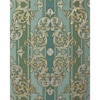 EDEM Barock-Tapete  580-35 Hochwertige geprägte Tapete in Textiloptik und Metallic Effekt kiefern-grün perl-gold silber 5,33 m2