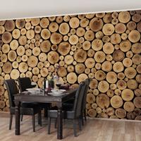 Bilderwelten Tapete Holzoptik - Homey Firewood - Holz Fototapete Breit Größe HxB: 225cm x 336cm