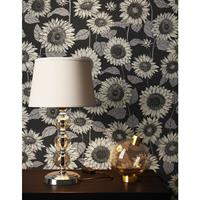 NEWROOM Tapete Schwarz Vliestapete Blumen - Blumentapeten Floral Grau Beige Sonnenblumen Natur Mustertapete Landhausstil - Schwarz