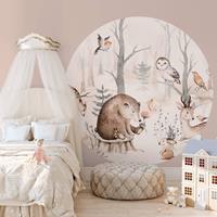 K&L WALL ART Kinderzimmer Tapete Waldtiere Baby Wanddeko Schlafzimmer Ø188