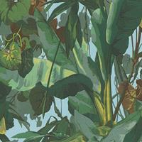 HOMEMAISON Dschungel-Tapete grün blau 95898-1 | Palmen-Tapete 958981 | Moderne Tapete für Wohnzimmer & Schlafzimmer | Tapete mit Bananenblättern