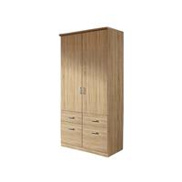 kindermoebel-24shop Kleiderschrank Dilan 2-trg + 4 Schubladen grau B 91 cm - H 199 cm - T 56 cm