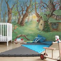 Bilderwelten Wassili Waschbär - Kindertapete - Wassili und Sibelius schlafen - Vlies Fototapete Breit - Arena Verlag Größe HxB: 255cm x 384cm