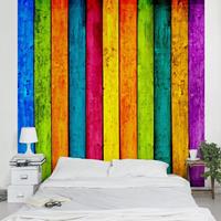 Bilderwelten Streifentapete für Kinderzimmer - Colourful Palisade - Streifen Muster Vliestapete Quadrat Größe HxB: 288cm x 288cm