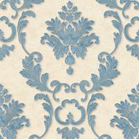 A.S. CREATIONS Barock-Tapete Ornament-Tapete Beige Crème Blau Silber Vliestapete Beige Crème Blau Silber 324222 32422-2 - Beige / Crème, Blau, Silber