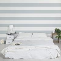 Bilderwelten Streifentapete - No.YK53 Querstreifen Grau Weiß - Muster Vliestapete Breit Größe HxB: 225cm x 336cm