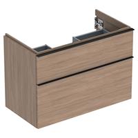 keramag Geberit iCon Unterschrank für Waschtisch, 2 Schubladen, 88,8x61,5x47,6 cm, 502305, Farbe: Front/Korpus: Eiche/Melamin Holzstruktur, Griff: