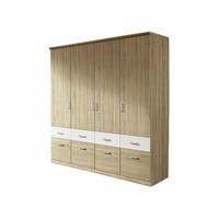 kindermoebel-24shop Kleiderschrank Joris braun-weiß 4 Türen B 181 cm