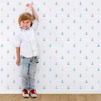 Bilderwelten Mustertapete für Kinderzimmer - No.YK62 Anker Türkis - Vliestapete Breit Größe HxB: 225cm x 336cm