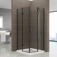 I-FLAIR Duschkabine Celine mit Eckeinstieg Eckduschkabine aus durchsichtigem ESG Sicherheitsglas 190 cm hoch mit schwarzen Aluprofilen DK73 100x100 cm