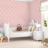 Bilderwelten Mustertapete für Kinderzimmer - No.YK59 Weiße Herzen auf Rosa - Vliestapete Breit Größe HxB: 225cm x 336cm