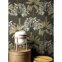 NEWROOM Tapete Anthrazit Vliestapete Dschungel - Mustertapete Modern Beige Schwarz Palmen Bananenblatt Dschungeltapete Floral Blumentapete - Anthrazit