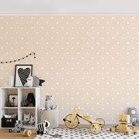 Bilderwelten Mustertapete für Kinderzimmer - No.YK58 Weiße Herzen auf Creme - Vliestapete Breit Größe HxB: 225cm x 336cm