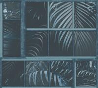 Livingwalls Behang Palmbladeren Blauw En Zwart - As-377404