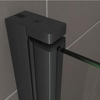 DUSCHBÄR Duschtür STELLA, Nischentür aus 6 mm durchsichtigem Sicherheitsglas und schwarzen Aluminiumprofilen - BC 91-94 cm Höhe: 180 cm - 