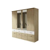 kindermoebel-24shop Kleiderschrank Joris braun-weiß Eiche sonoma 4 Türen B 181 cm