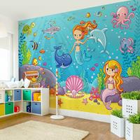Bilderwelten Kinderzimmer Tapete - Vliestapeten - Meerjungfrau - Unterwasserwelt Fototapete Breit Größe HxB: 225cm x 336cm