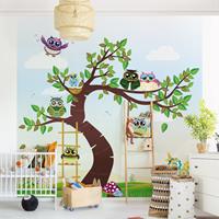 Bilderwelten Kindertapete - No.YK23 Lustiger Eulenbaum - Vlies Fototapete Quadrat Größe HxB: 288cm x 288cm