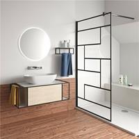 aicasanitaire 90x200cm esg walk in +140cm für 6-10mm Glas schwarz Stabilisierungsstange