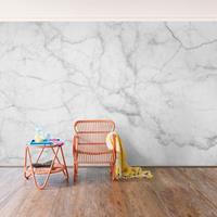 Bilderwelten Marmor Tapete - Marmoroptik Weiß Grau - Bianco Carrara - Vlies Wandtapete Breit Größe HxB: 255cm x 384cm