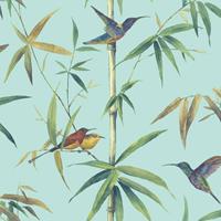 Noordwand Behang Kolibri And Bamboo Turquoise