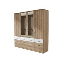 kindermoebel-24shop Kleiderschrank Joris braun-weiß Eiche Sanremo hell 4 Türen B 181 cm