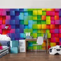 Bilderwelten 3D Optik Tapete - 3D Würfel - 3D Vliestapete Breit Größe HxB: 255cm x 384cm