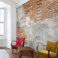Bilderwelten Backstein Tapete - Shabby Backstein Wand - Vlies Fototapete Quadrat Größe HxB: 288cm x 288cm