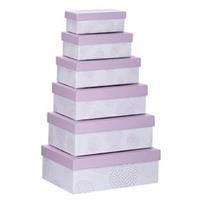 Set van 6x stuks pastel paarse cadeaudoosjes 16,5-28,5 cm rechthoekig -
