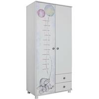 kindermoebel-24shop Kleiderschrank Elefant 2-trg weiß B 92 cm - H 199 cm - T 53 cm