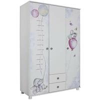 kindermoebel-24shop Kleiderschrank Elefant 3-trg weiß B 136 cm - H 199 cm - T 53 cm