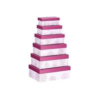 Set van 6x stuks roze gestipte cadeaudoosjes 16,5-28,5 cm rechthoekig -