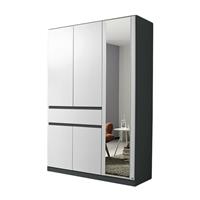 kindermoebel-24shop Drehtürenschrank Jonas 1 weiß grau-metallic 5 Türen B 136 cm