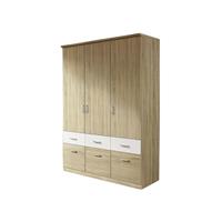 kindermoebel-24shop Kleiderschrank Joris braun-weiß Eiche Sonoma 3 Türen B 136 cm - H 199 cm - T 56 cm