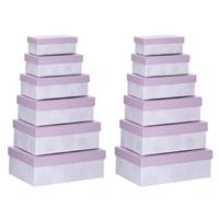 Set van 12x stuks pastel paarse cadeaudoosjes 16,5-28,5 cm rechthoekig -